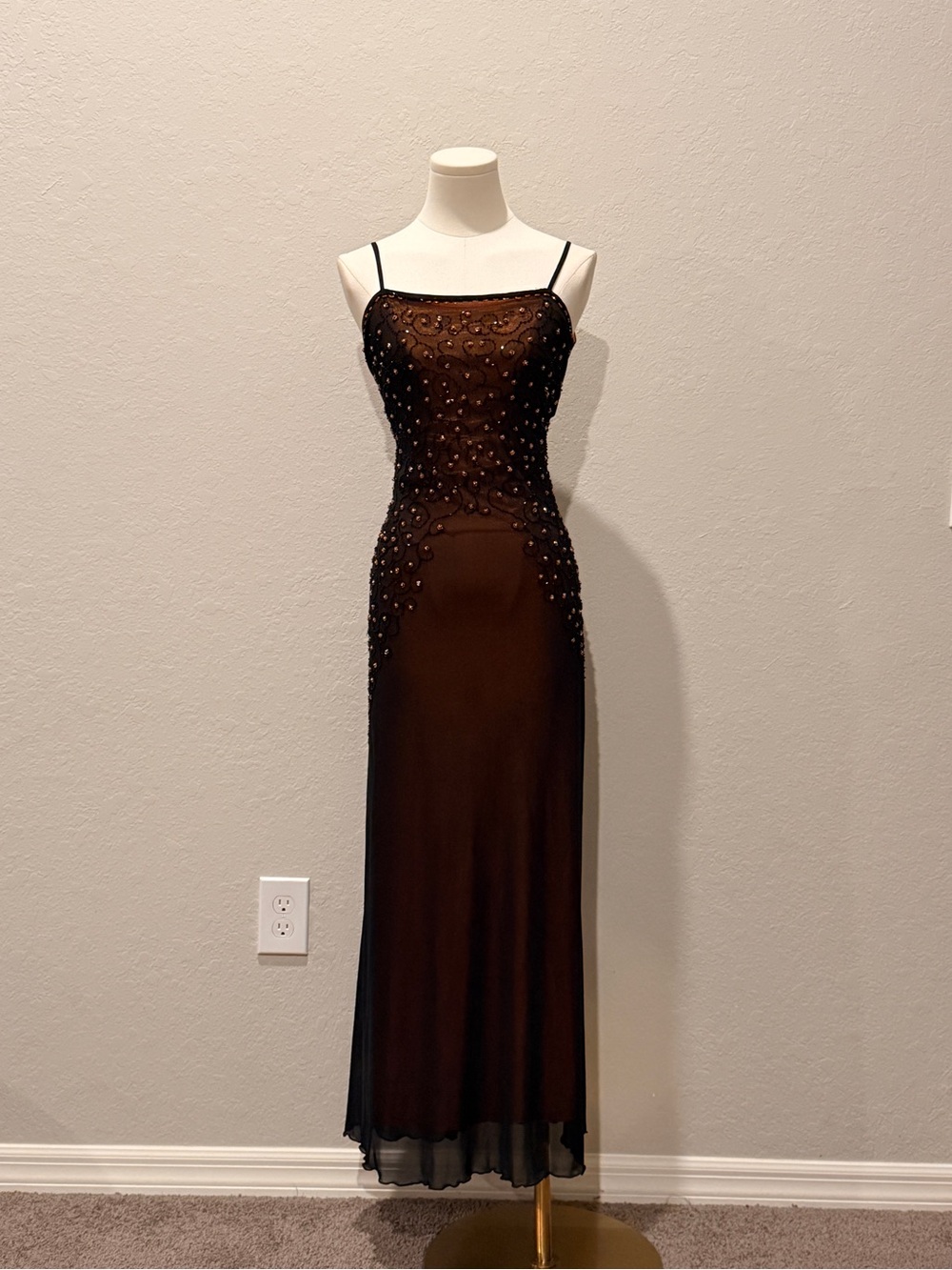 Elegant Beaded Black Slip Dress